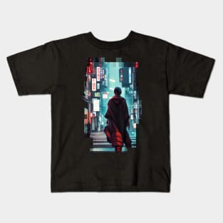Cybermonk in the streets of Tokyo Kids T-Shirt